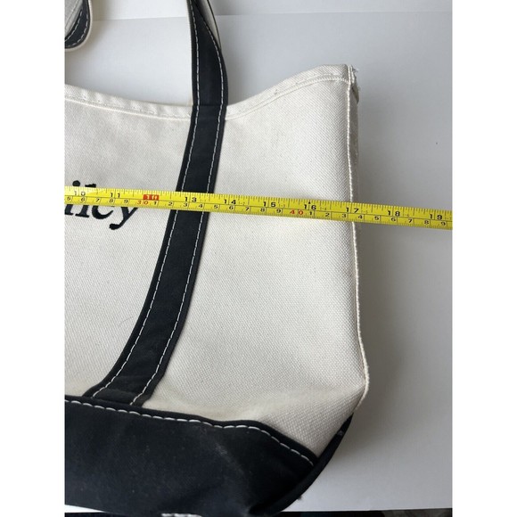 L.L. Bean Boat and Tote Canvas Medium Open Top Tote Bag White and Black Bailey - Picture 11 of 14